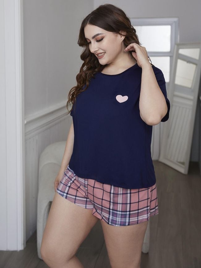 Plus Love Plaid Casual Loungewear