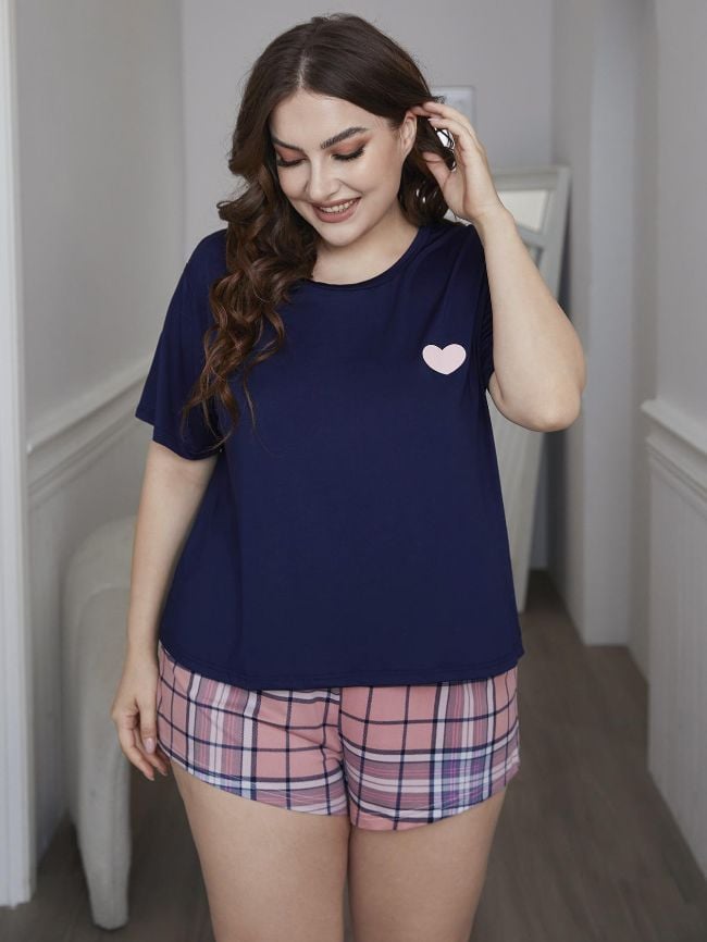 Plus Love Plaid Casual Loungewear