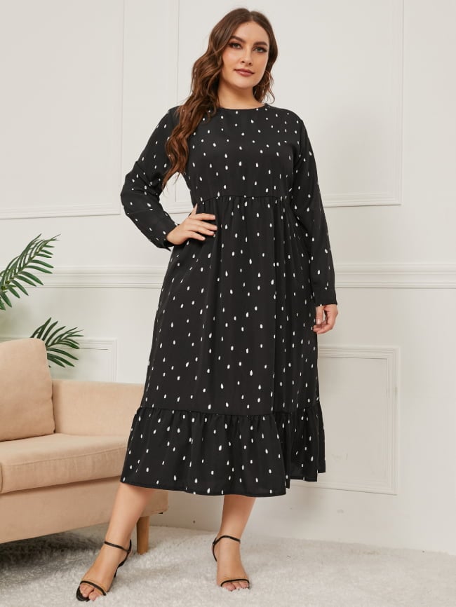 Plus Polka Dot Ruffled Dress