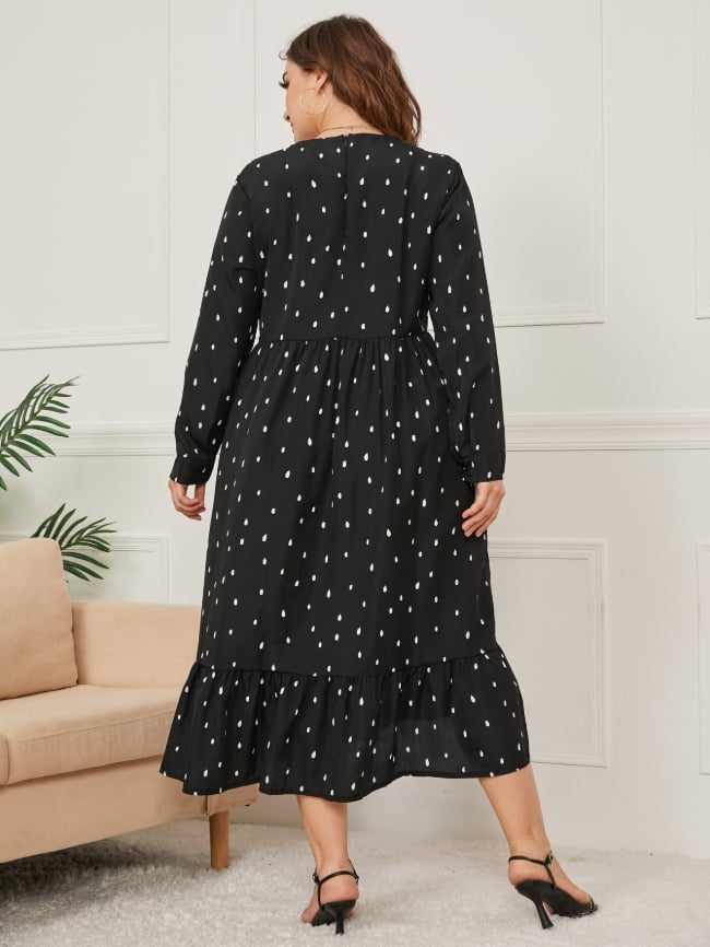 Plus Polka Dot Ruffled Dress