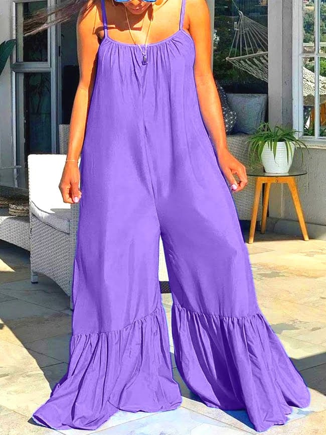 Plus Size Solid color Sling jumpsuit