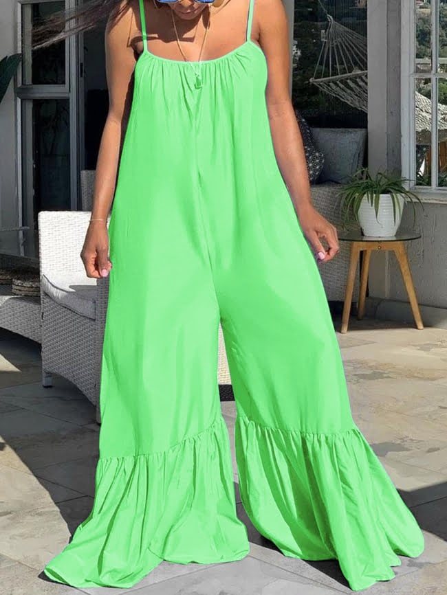 Plus Size Solid color Sling jumpsuit