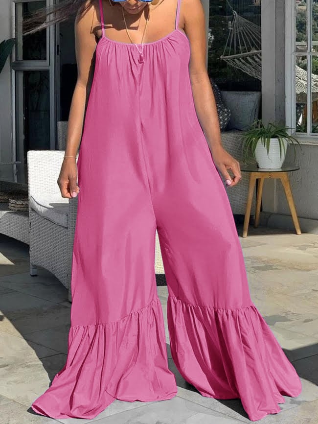 Plus Size Solid color Sling jumpsuit