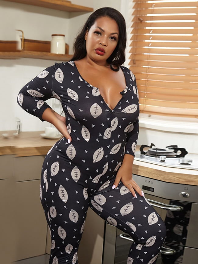 Plus printed V-neck skinny sexy jumpsuit