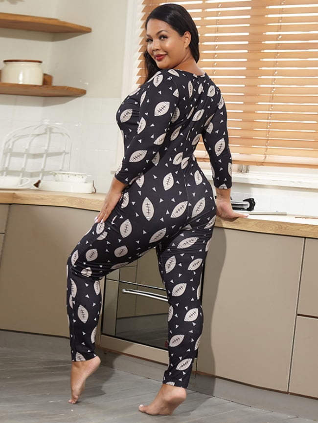 Plus printed V-neck skinny sexy jumpsuit