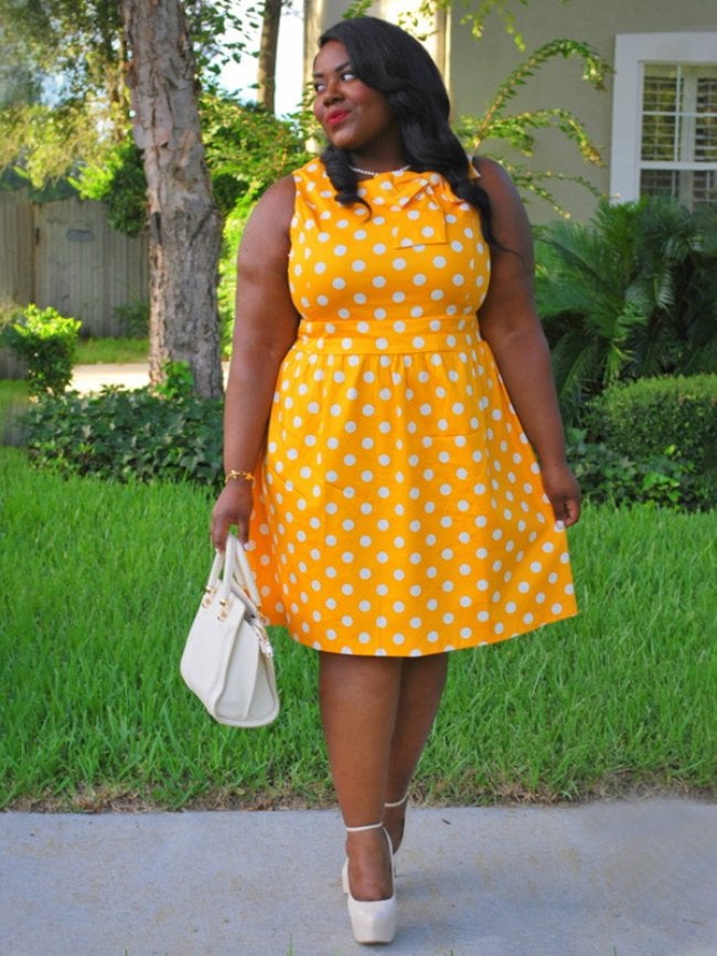 Plus retro polka dot bow dress