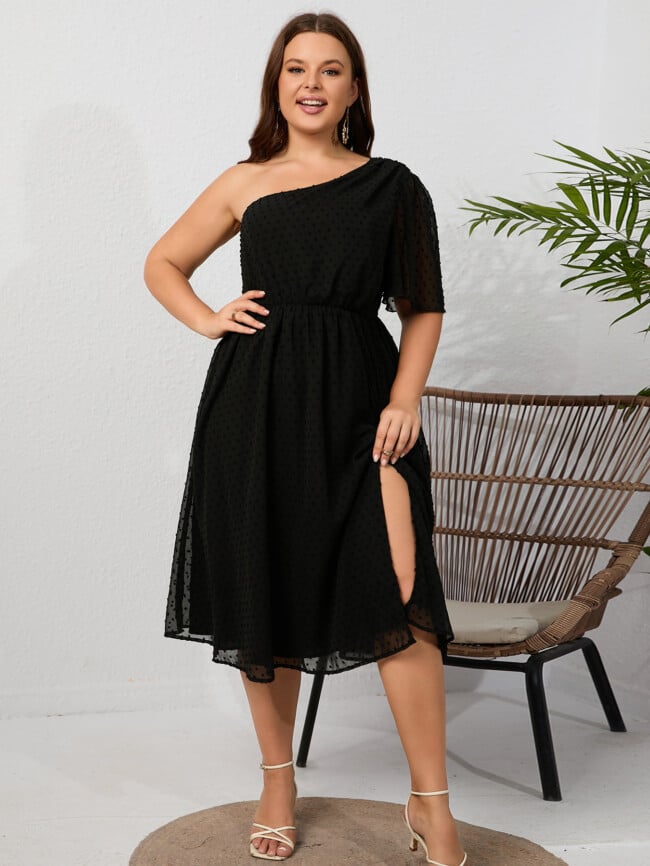 Plus Off Shoulder Short Sleeve Dress