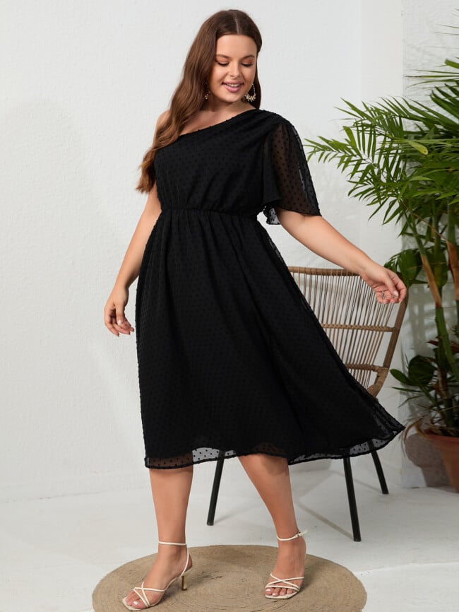 Plus Off Shoulder Short Sleeve Dress