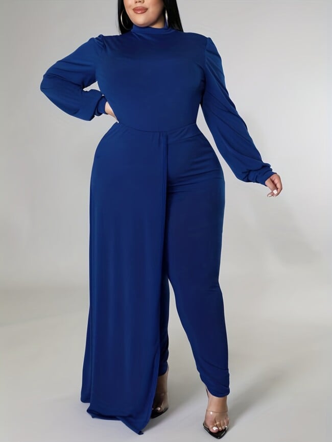 Plus Solid color design jumpsuit