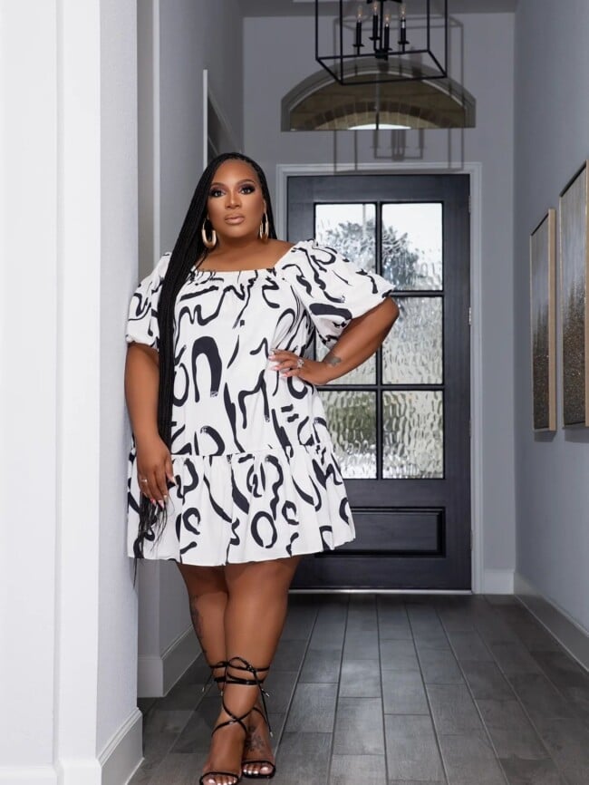 Printed Drawstring Plus Size Loose Dress