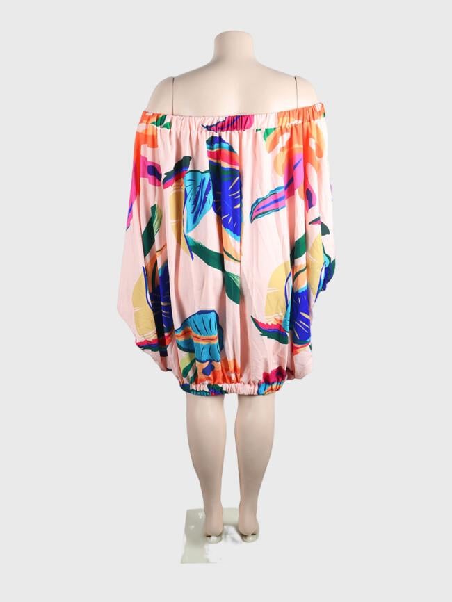 Plus Printed Loose Dolman Sleeve Dress